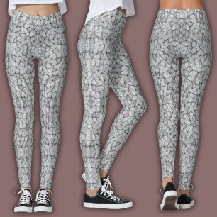 Legging Padrão de Mosaico Abstrato   Pedra Rachada