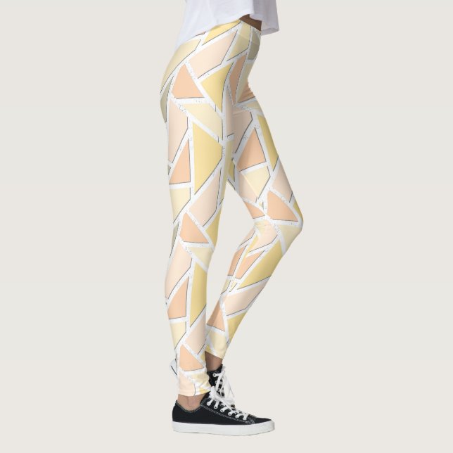 Legging Padrão de mosaico amarelo limão (Direita)