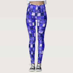 Legging Padrão de mosaico azul
