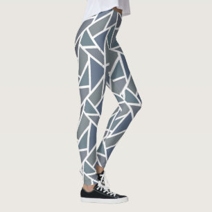 Legging Padrão de mosaico de cinza azul