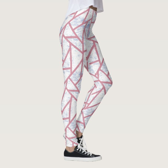 Legging Padrão de mosaico rosa e azul (Direita)