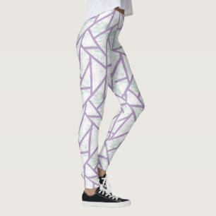 Legging Padrão de mosaico verde-lavanda