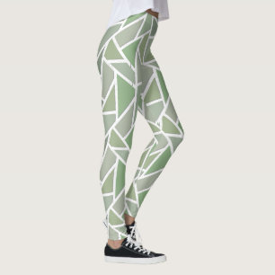 Legging Padrão de mosaico verde-oliva