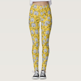 Legging padrão de mostarda orquídea