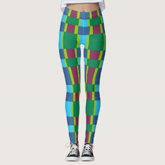 Legging Padrão de multicor abstrato com quadrados e linhas