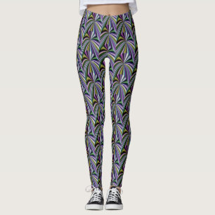 Legging Padrão de multicor amarelo/verde/Lavanda/azul/rosa