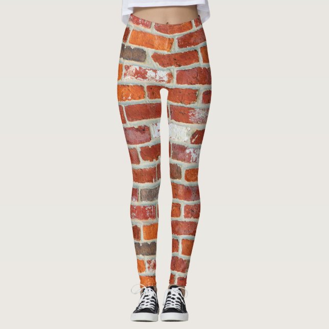 Legging Padrão de Muro de Tijolo Vermelho (Frente)