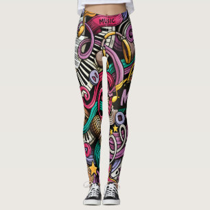 Legging Padrão de música abstrato