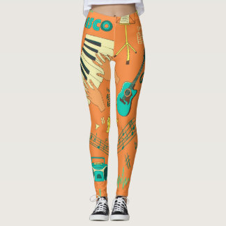 Legging Padrão de música colorido desenhado à mão