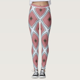 Legging Padrão de Na moda Geométrico Geométrico Branca Mod