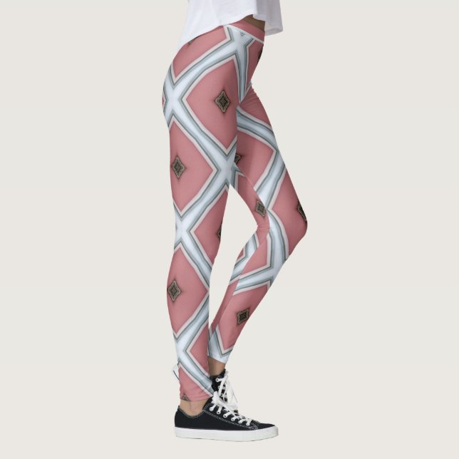 Legging Padrão de Na moda Geométrico Geométrico Branca Mod (Direita)