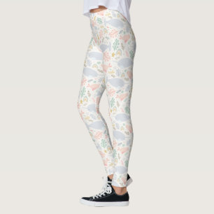 Legging Padrão de Narwhal e Seal de Aquarela