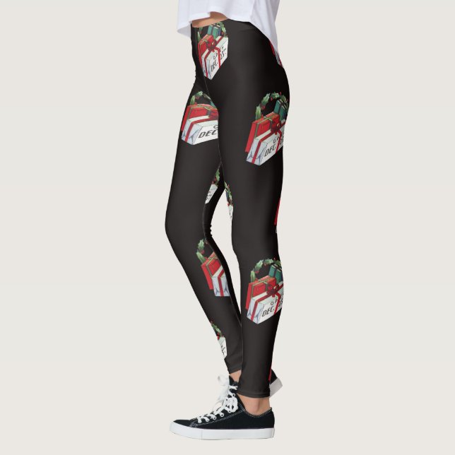 Legging Padrão de natais vintages com Presentes Empachados (Esquerda)