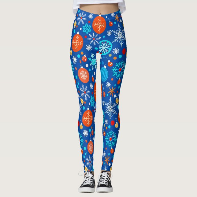 Legging Padrão de Natal azul (Frente)