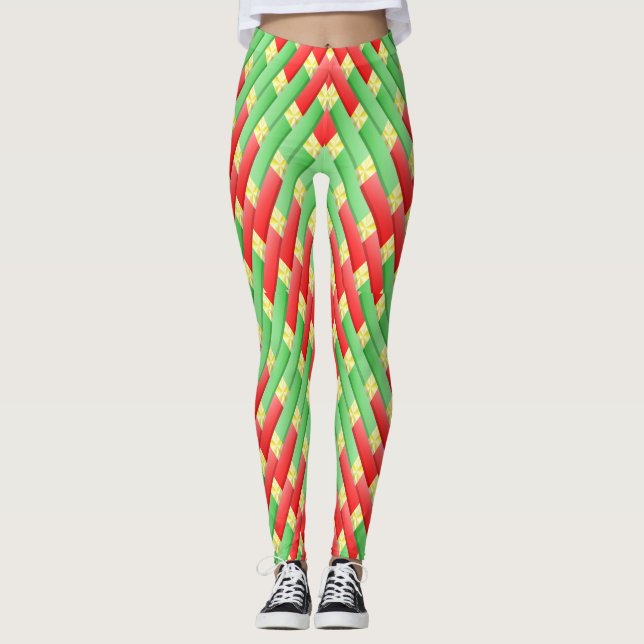Legging Padrão de Natal Colorido (Frente)