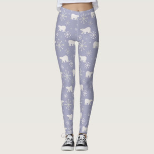 Legging Padrão de Natal com ursos polares e flocos de neve