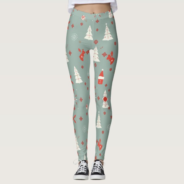 Legging Padrão de Natal Cozy (Frente)