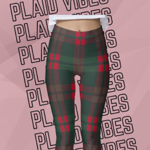 Legging Padrão de Natal da Xadrez Buffalo Vermelho Verde
