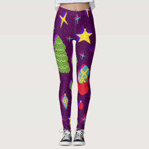Legging Padrão de Natal de Ano Novo Festivo