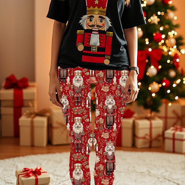 Legging Padrão de Natal de quebra-nozes vermelhos (Criador carregado)