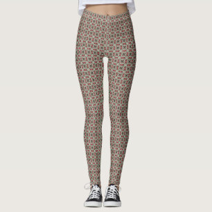 Legging Padrão de Natal Eclectico Russo Grungy Muted