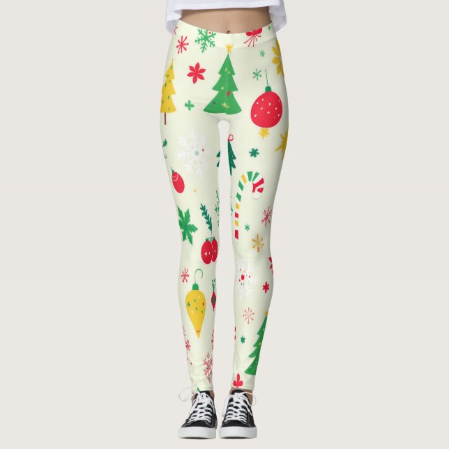 Legging Padrão de Natal Festivo (Frente)