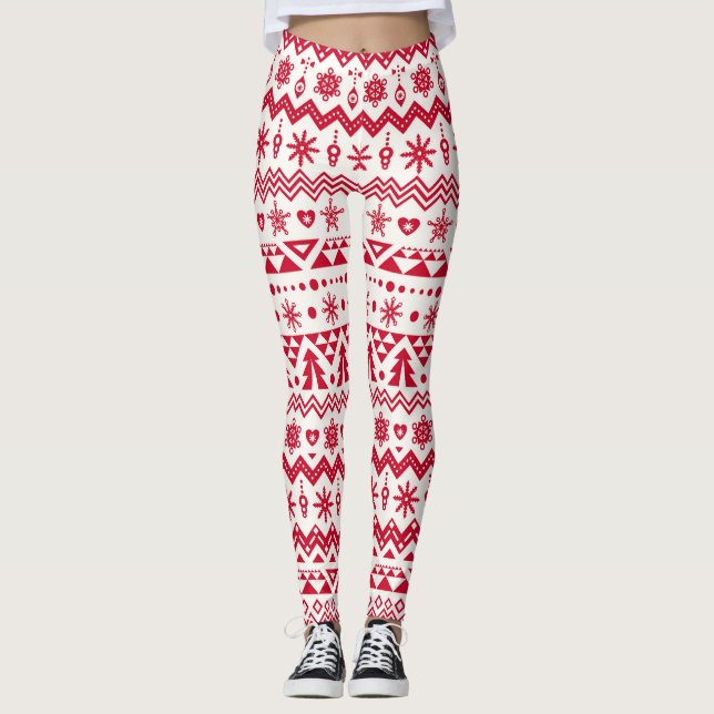 Legging Padrão de natal festivo sem soldadura. (Frente)
