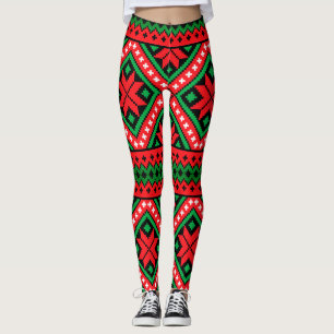 Legging Padrão de Natal Floco de Neve