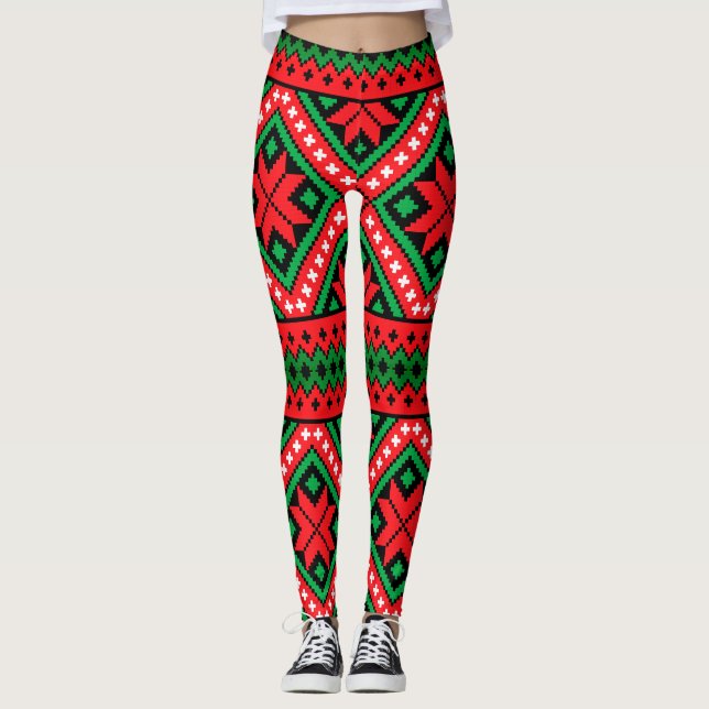 Legging Padrão de Natal Floco de Neve (Frente)
