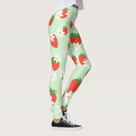 Legging Padrão de Natal para morango de margarida doce