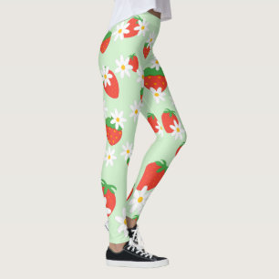 Legging Padrão de Natal para morango de margarida doce