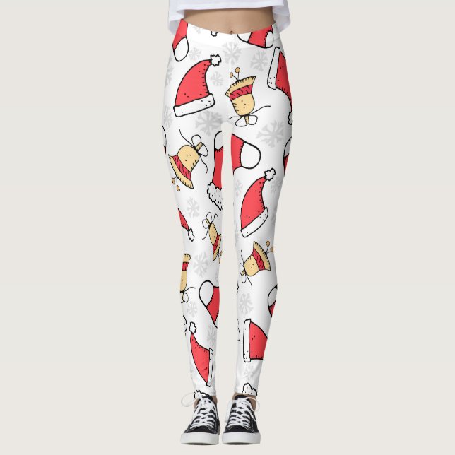 Legging Padrão de Natal sem costura, design festivo. (Frente)