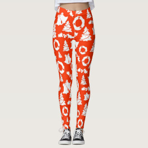 Legging Padrão de Natal Vermelho