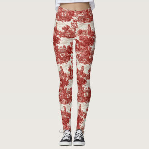 Legging Padrão de natureza paisagem de toile vermelha vint