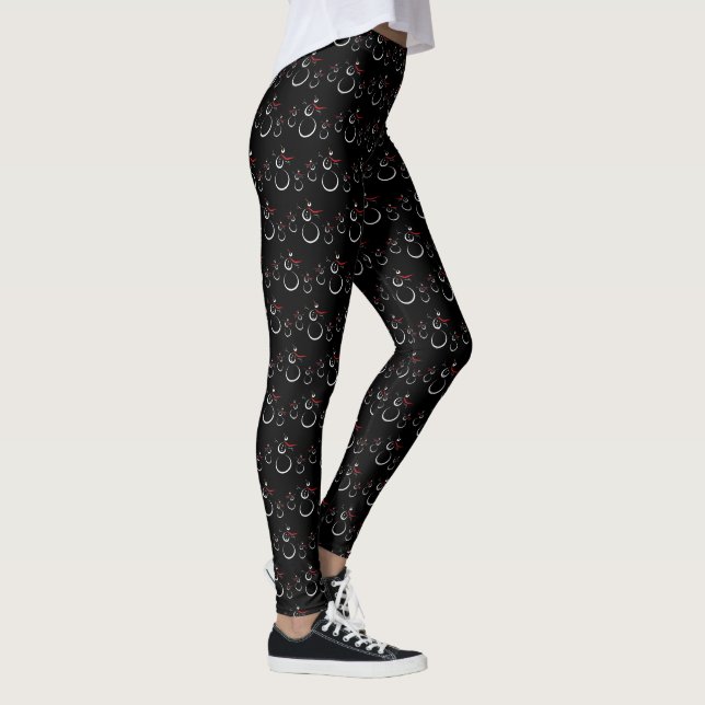 Legging Padrão de Neve de inverno bonito preto (Direita)
