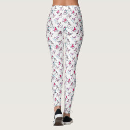 Legging Padrão de Neve Rosa | Natal branco