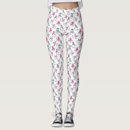 Legging Padrão de Neve Rosa | Natal branco