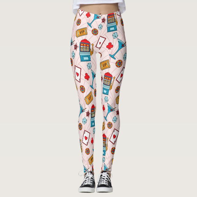 Legging Padrão de Noite de Cassino Sortudo (Frente)