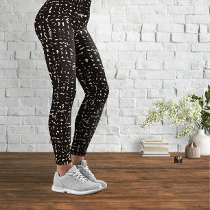 Legging Padrão de notebook de composição preta e prata