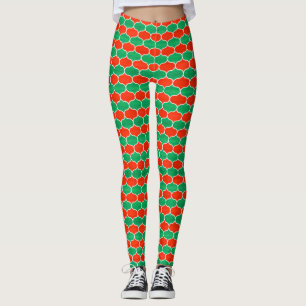 Legging Padrão de Ogee de Natal Verde Festivo