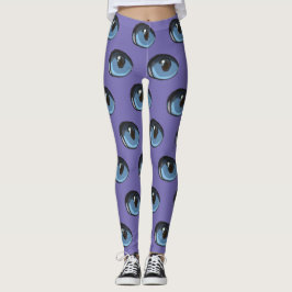 Legging Padrão de Olho de Gato Azul