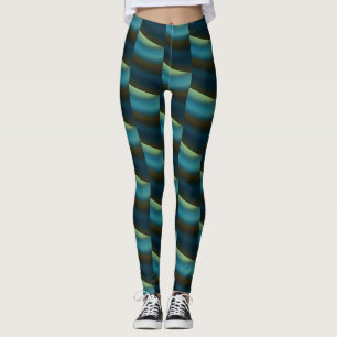 Legging Padrão de onda azul abstrato-escura