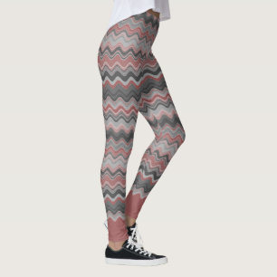 Legging Padrão de onda da Cinza de Cinza de prata coral