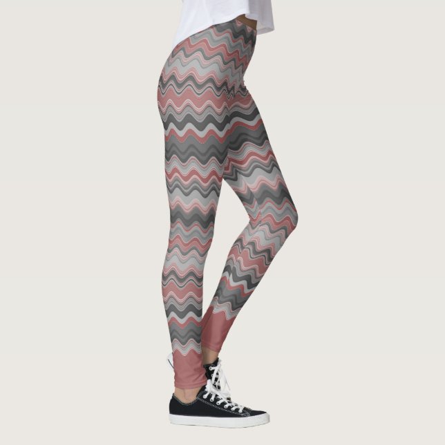 Legging Padrão de onda da Cinza de Cinza de prata coral (Direita)