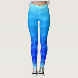 Legging Padrão de Onda da Deslumbrante Lagoa Azul