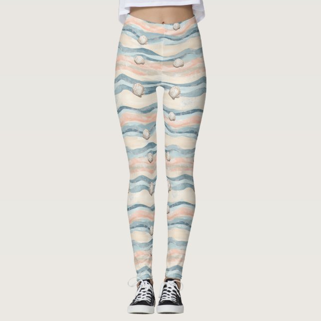Legging Padrão de Onda de Concha Náutica (Frente)