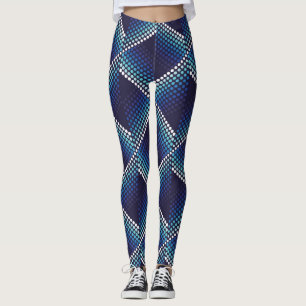 Legging Padrão de Onda Geométrica dos Tons Azuis
