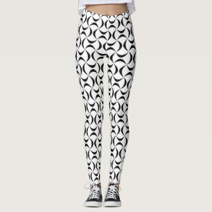 Legging Padrão de onda preto e branco