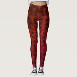 Legging Padrão de Onda Vermelha e Negra