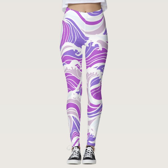 Legging Padrão de Onda Violeta (Frente)